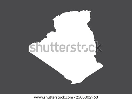 Algeria map vector, white color, No isolated on dark background