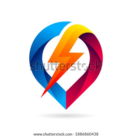 pin thunder light vector logo