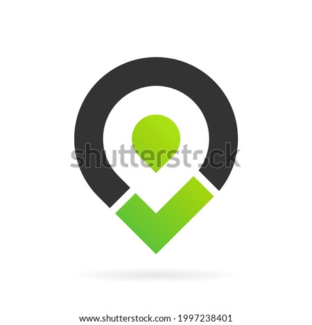 check logo that forming map location symbol