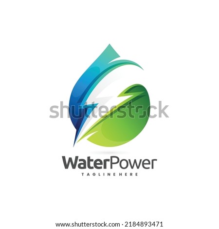 water droplet logo with thunder sign in negative space
