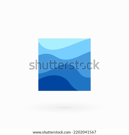 water waves in square vector logo icon - water vector