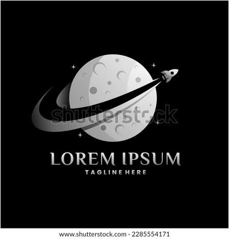 rocket moon logo design element