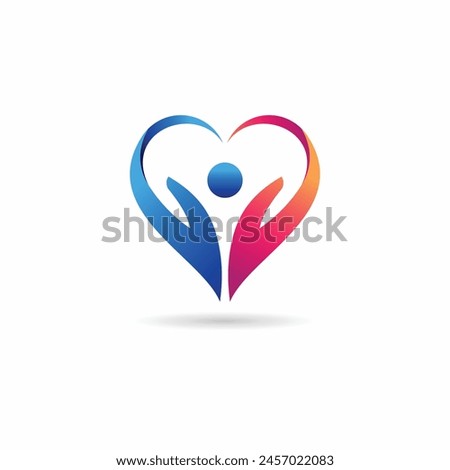 people care logo in heart or love and hand caring shapes combination concept.