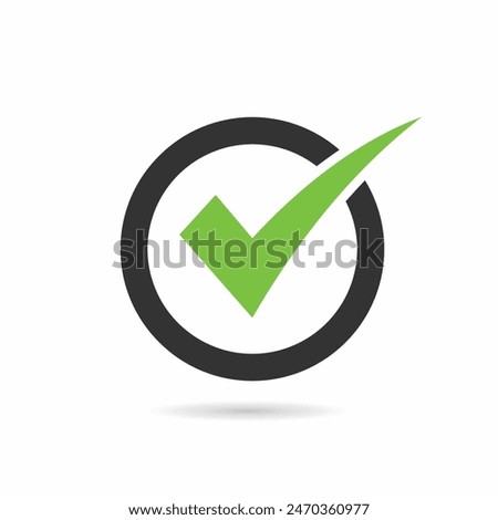 circle with check mark shape vector icon