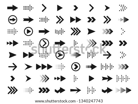 Arrows a large set of black arrows. Icons with arrows. Arrows pointers. Vector illustration