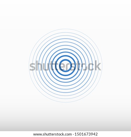 Blue signal of a radio station. Sound wave background. Blue circles of radio waves. Vector icon.