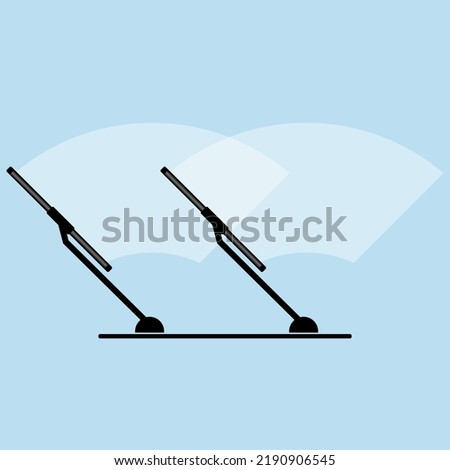 Windshield car glass with two wipers illustration