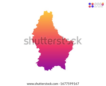 Vector bright colorful gradient of Luxembourg map on white background. Organized in layers for easy editing.