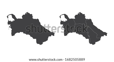 Vector set couple black of map Turkmenistan.