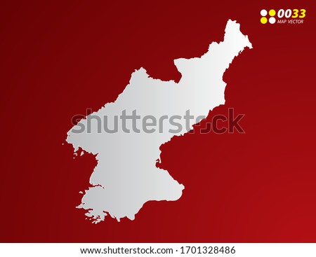 Vector Gray gradient of North Korea map on red background.