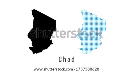 Vector set map of Chad black and blue dots.