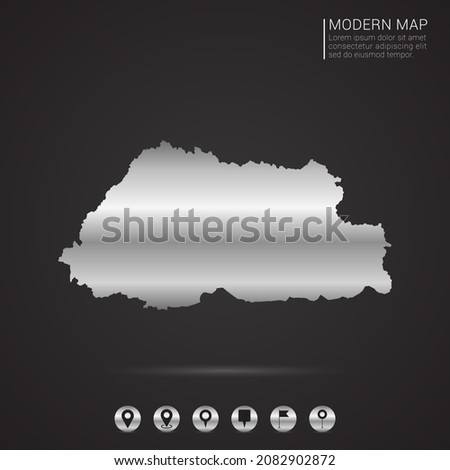 Abstract Silver foil gradient style Map of Bhutan vector Illustration.