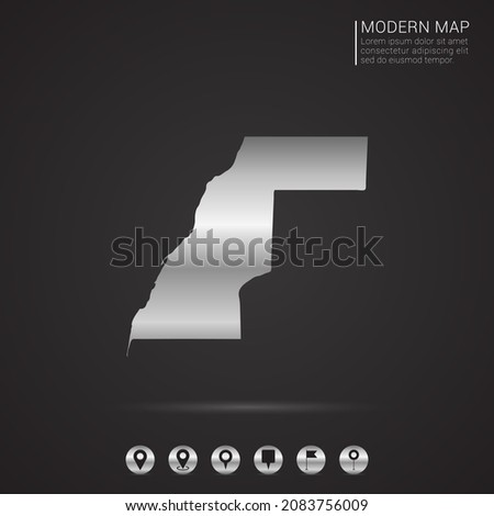 Abstract Silver foil gradient style Map of Western Sahara vector Illustration.