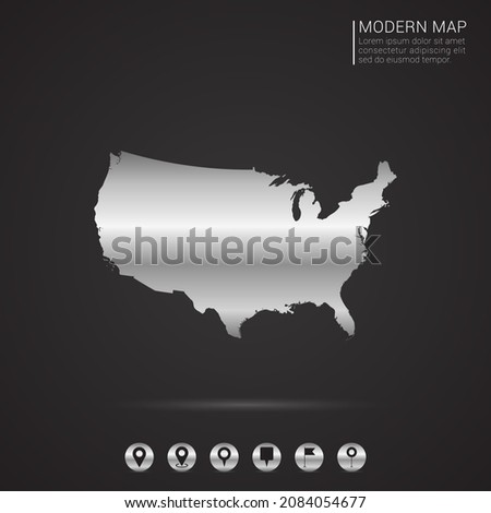 Abstract Silver foil gradient style Map of United States of America (USA) vector Illustration.