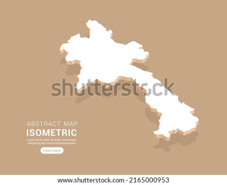 Laos map white on brown background with isometric vector.