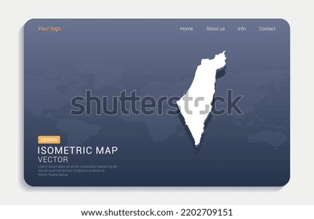 Israel map white on blue background with isometric vector.