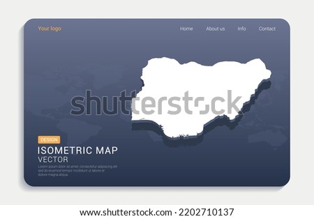 Nigeria map white on blue background with isometric vector.