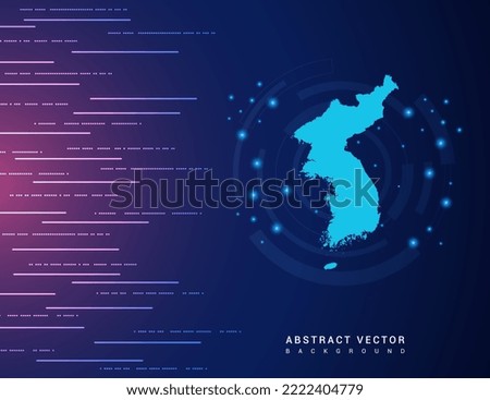 Abstract map of Korea technology with hi-tech digital data connection system background circuit.