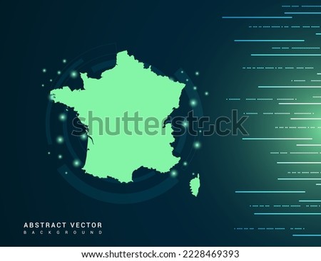 France map of technology green futuristic Background vector.