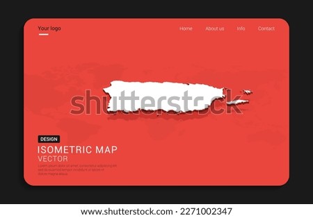 Puerto Rico map red isolated on dark background with 3d world map isometric vector illustration.