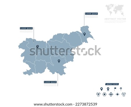 Slovenia map of infographic blue Navigator pin location checking communication information plan position.