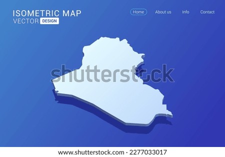Iraq map white on blue background with isolated 3D isometric concept vector illustration.