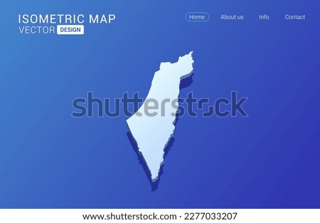 Israel map white on blue background with isolated 3D isometric concept vector illustration.