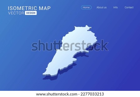 Lebanon map white on blue background with isolated 3D isometric concept vector illustration.