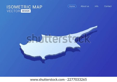 Cyprus map white on blue background with isolated 3D isometric concept vector illustration.