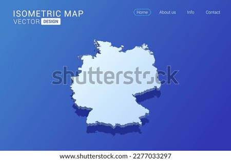 Germany map white on blue background with isolated 3D isometric concept vector illustration.