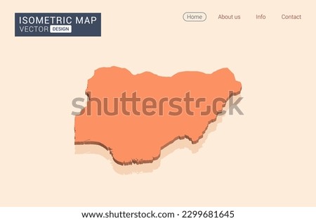 Nigeria map orange with isometric vector.