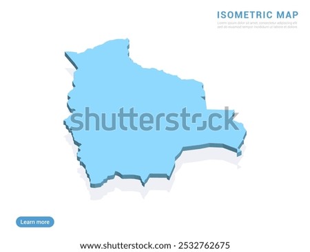 Bolivia map blue on white background with isometric vector.