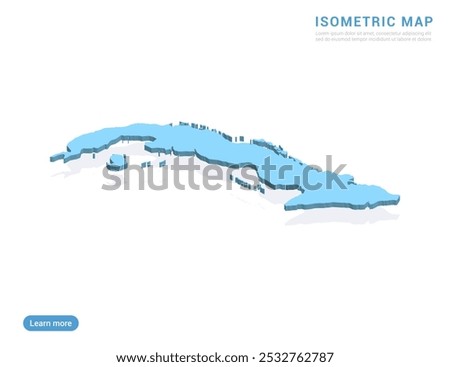 Cuba map blue on white background with isometric vector.