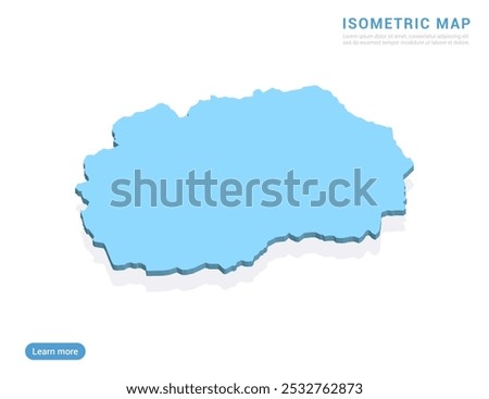 Macedonia map blue on white background with isometric vector.