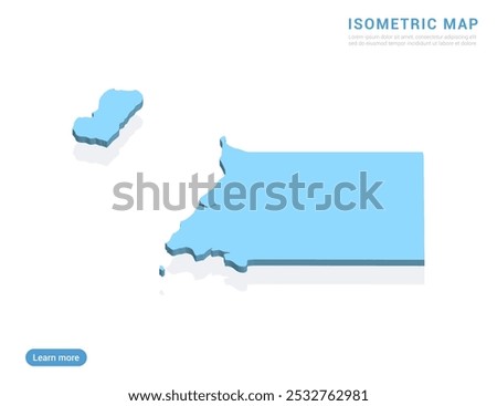 Equatorial Guinea map blue on white background with isometric vector.