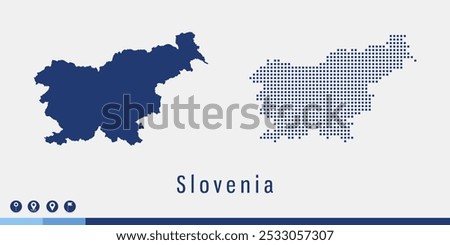 Set couple pixel blue map of Slovenia vector.