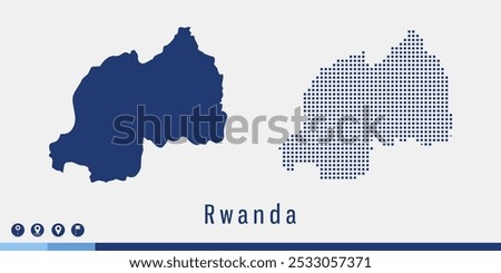 Set couple pixel blue map of Rwanda vector.