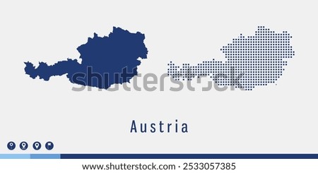 Set couple pixel blue map of Austria vector.