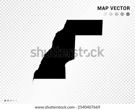 Black vector silhouette of Western Sahara map on transparent background.