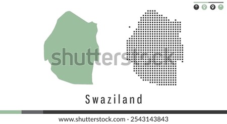 Vector set map of Swaziland green and gray dots.