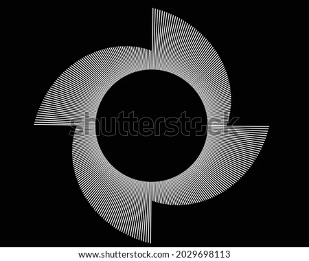 Radial white speed lines in round form. Vector illustration. Fireworks. Star rays. Explosion. Design element for prints, web, template, logo, tattoo and pattern. Trendy design element