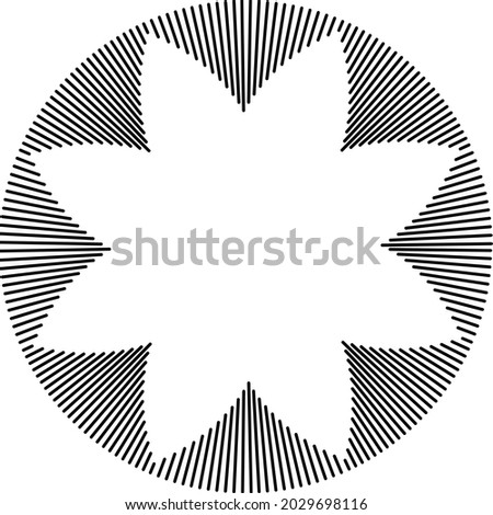 Radial white speed lines in round form. Vector illustration. Fireworks. Star rays. Explosion. Design element for prints, web, template, logo, tattoo and pattern. Trendy design element