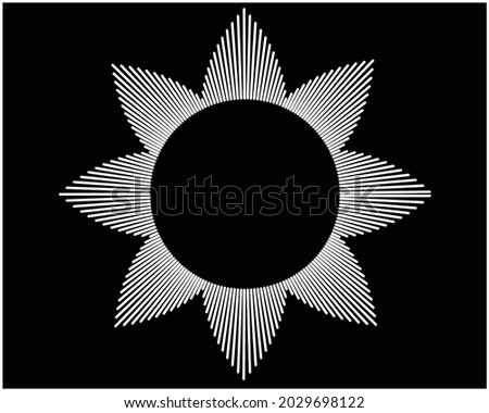 Radial white speed lines in round form. Vector illustration. Fireworks. Star rays. Explosion. Design element for prints, web, template, logo, tattoo and pattern. Trendy design element