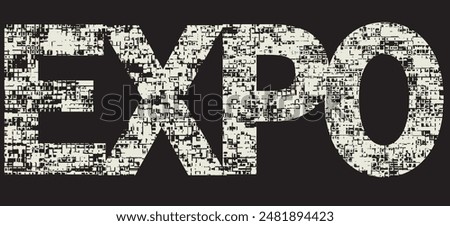  Expo Wave design black and white. Digital image with a psychedelic stripes. Argent base for website, print, basis for banners, wallpapers, business cards, brochure, banner. Line art optical