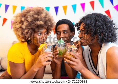 Similar – Image, Stock Photo Man enjoying a cocktail on the lounger in summer