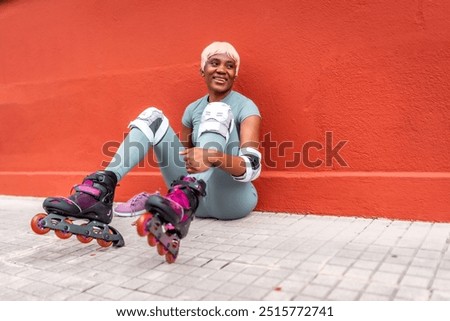 Similar – Image, Stock Photo Sportive woman sitting on sandy beach in asana