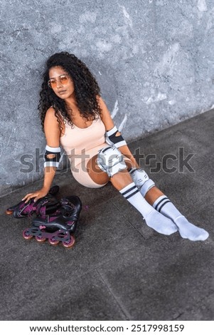 Similar – Image, Stock Photo Sportive woman sitting on sandy beach in asana