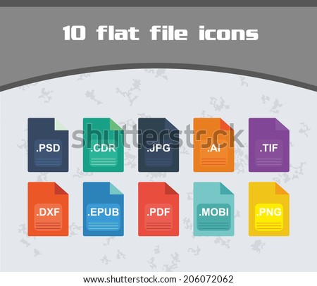 File Icon Set - Colorful Flat Design easy to edit