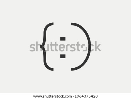 Modern D Letter Initial With Code Logo Design and Smile Code Type. Illustration of Letter D consist of left Curly Brace and Right Parenthesis with White Background Icon Design. Vector Design.