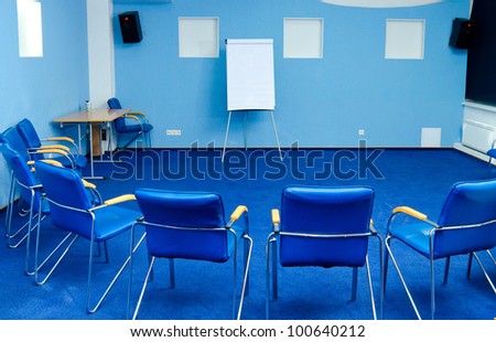 interior of conference room at hotel ready for business training